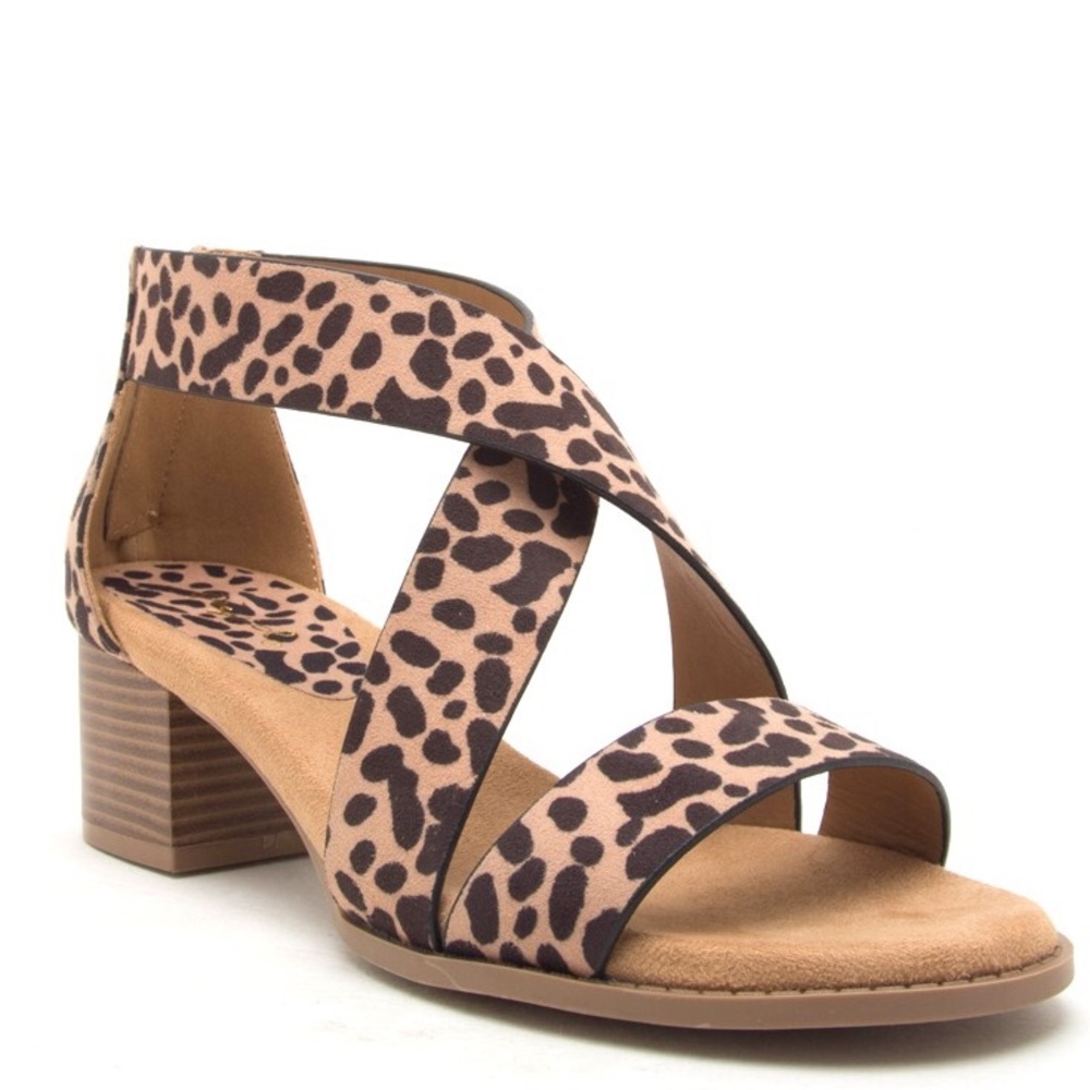Last 1! BRAND NEW! Qupid Doria Leopard Low Block Heel Sandal